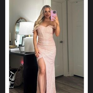 Strapless Blush Pink Evening Dress